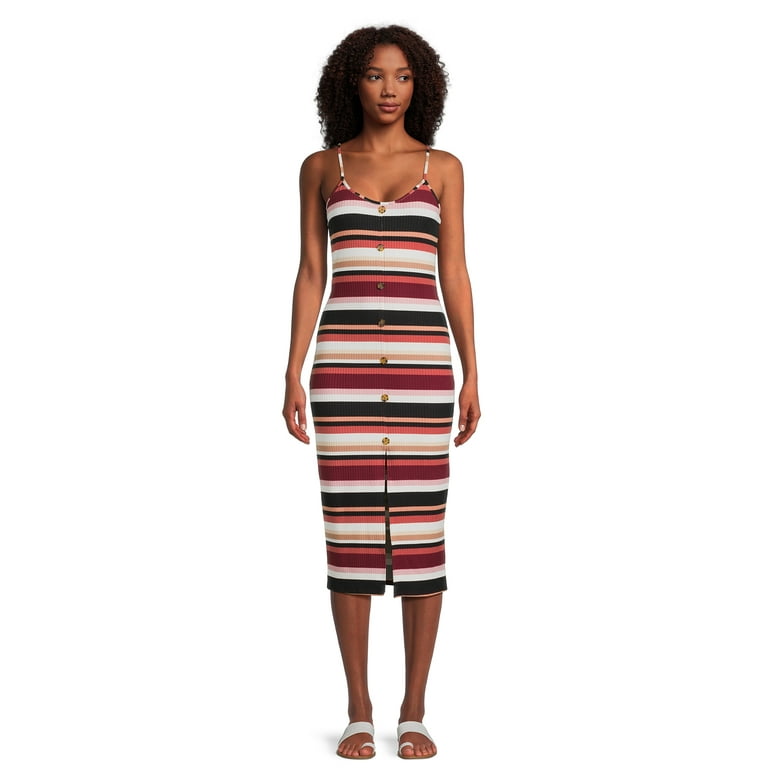 Button front striped dress online