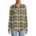 thumbnail image 1 of No Boundaries Juniors' Button-Front Plaid Shirt, 1 of 5