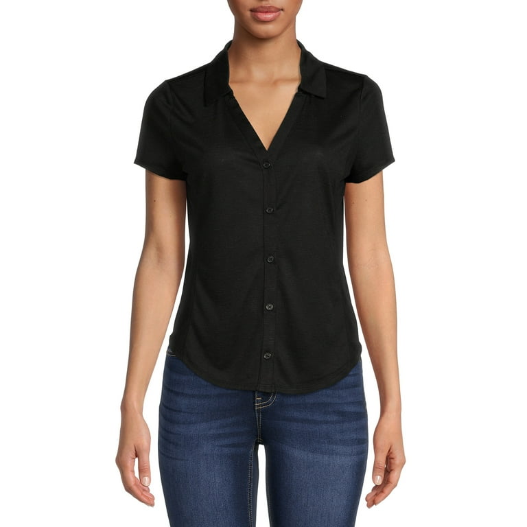 juniors black button down shirt