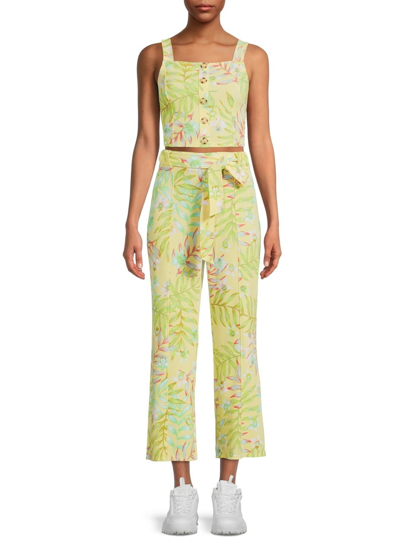 No Boundaries Juniors' Tank Top and Flare Pants Set