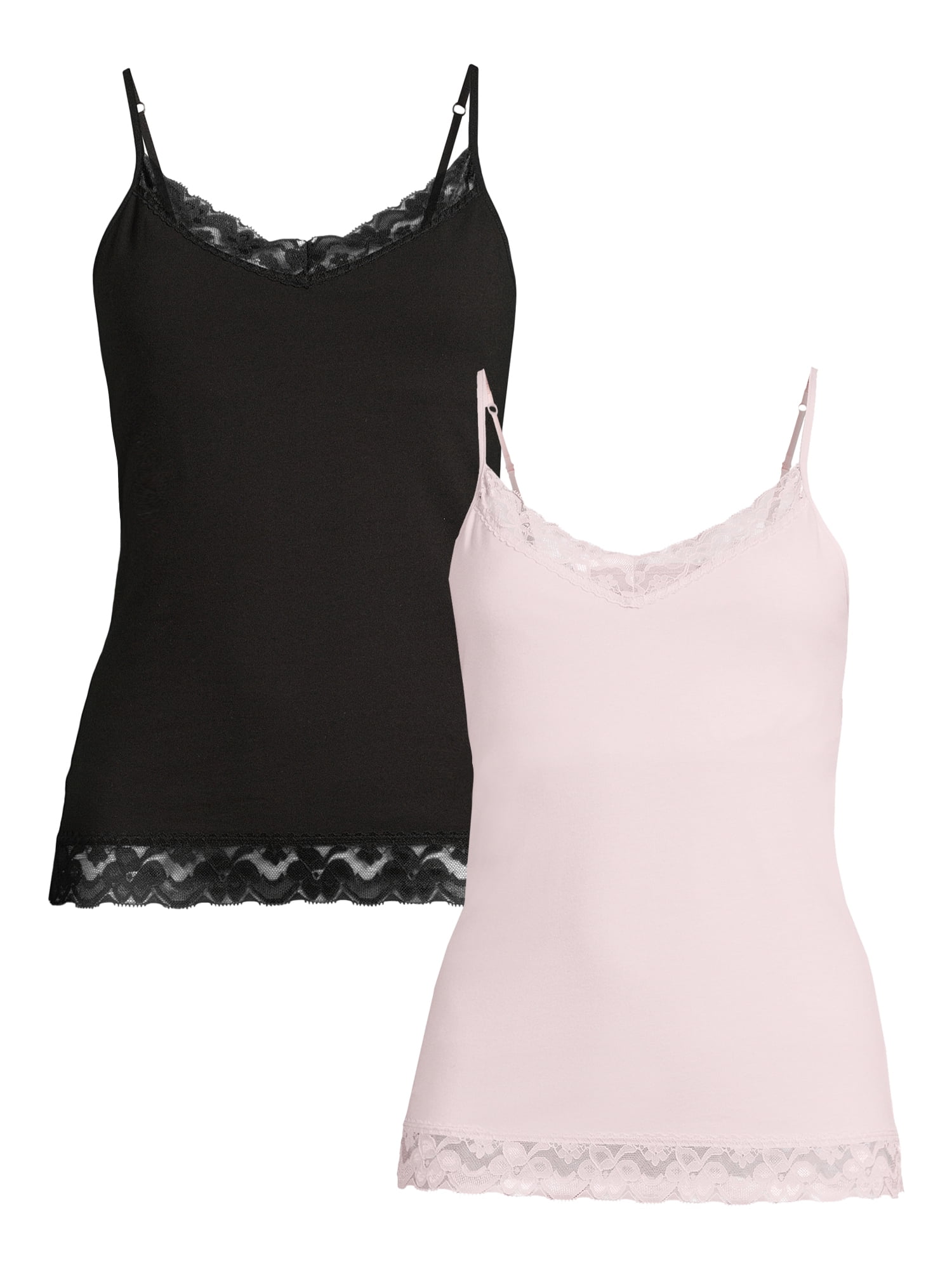 No Boundaries Juniors Cami with Lace Trim, 2-Pack, Sizes XS-3XL ...