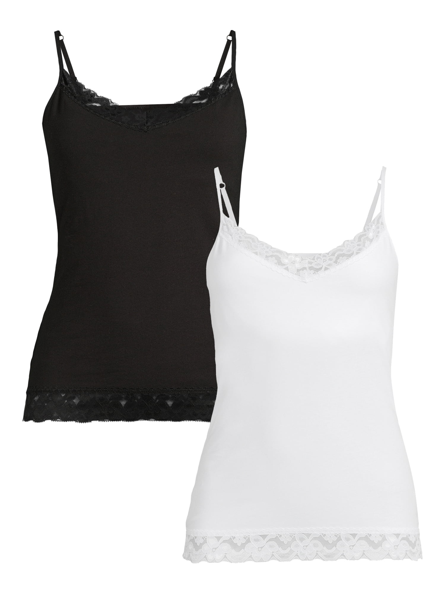 Buy Black & White Microfibre Lace Detail Cami 2 Pack 24, Slips and  camisoles
