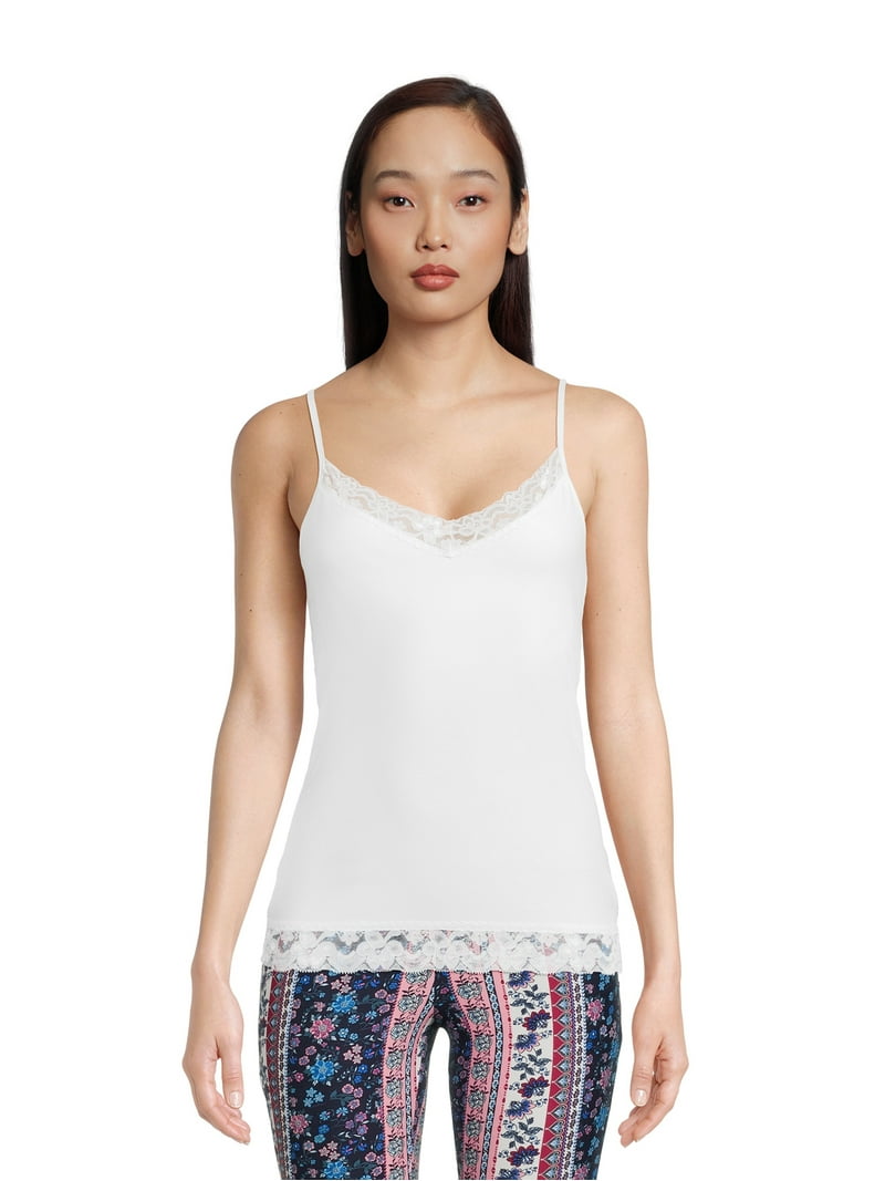 No Boundaries Lace Trim Cami - Straps, Shelf Bra - Walmart.com