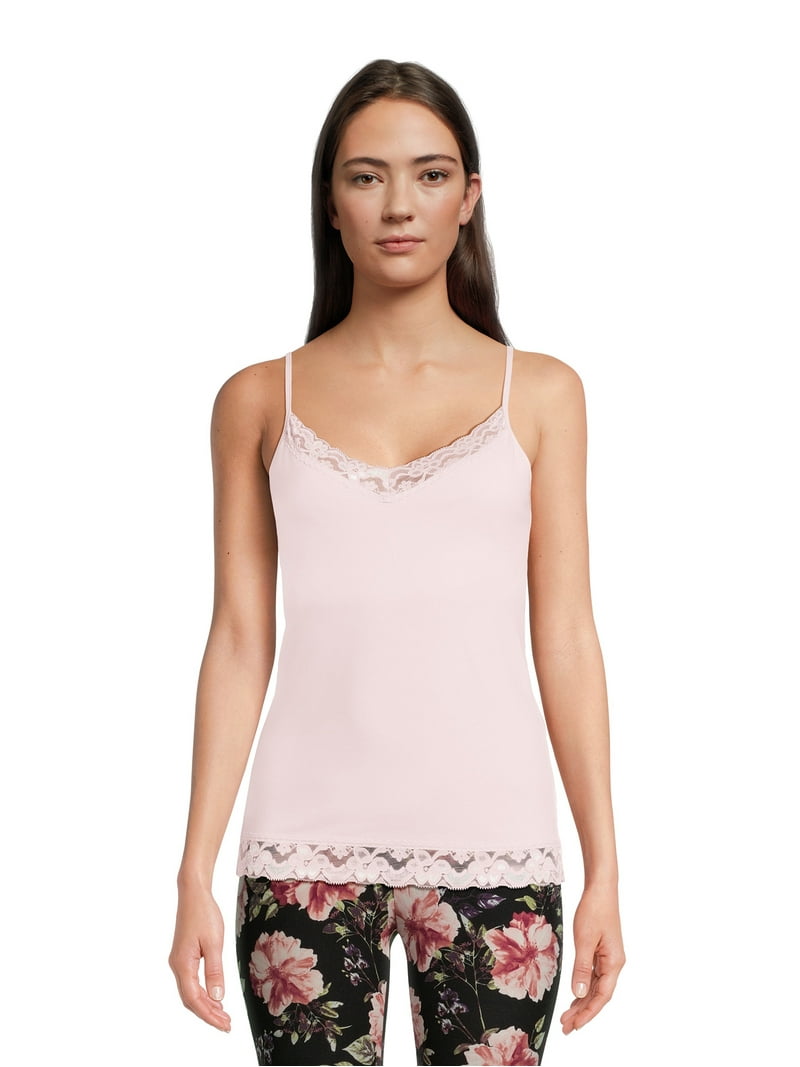 No Boundaries Cami with Lace Trim, Women's and Women's Plus