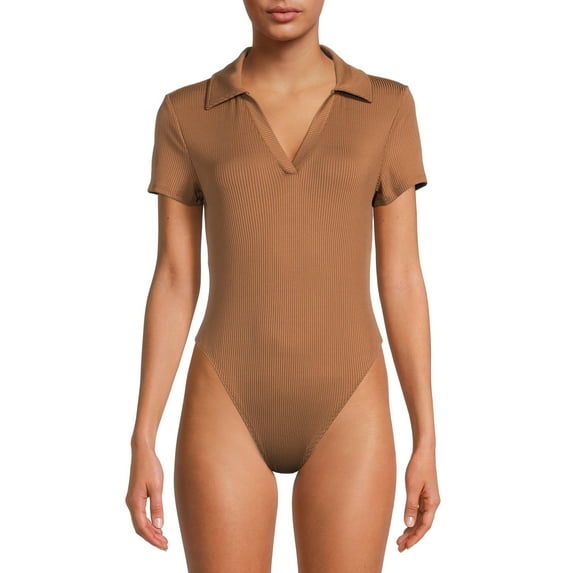 No Boundaries Juniors' Cap Sleeve Polo Bodysuit