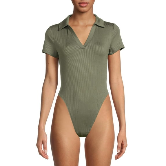 No Boundaries Juniors' Cap Sleeve Polo Bodysuit