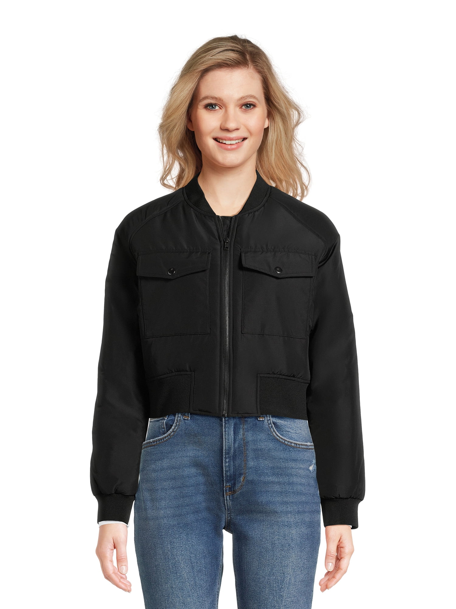 No Boundaries Juniors Cargo Bomber Jacket, Sizes XS-3XL - Walmart.com