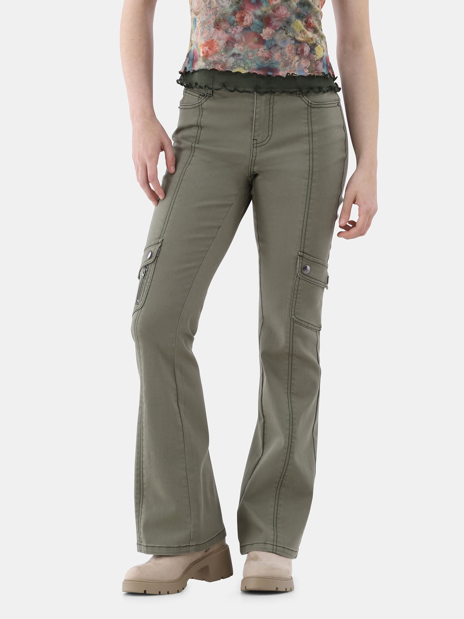 No Boundaries Bootcut Cargo Pants 33 Inseam Women s Walmart