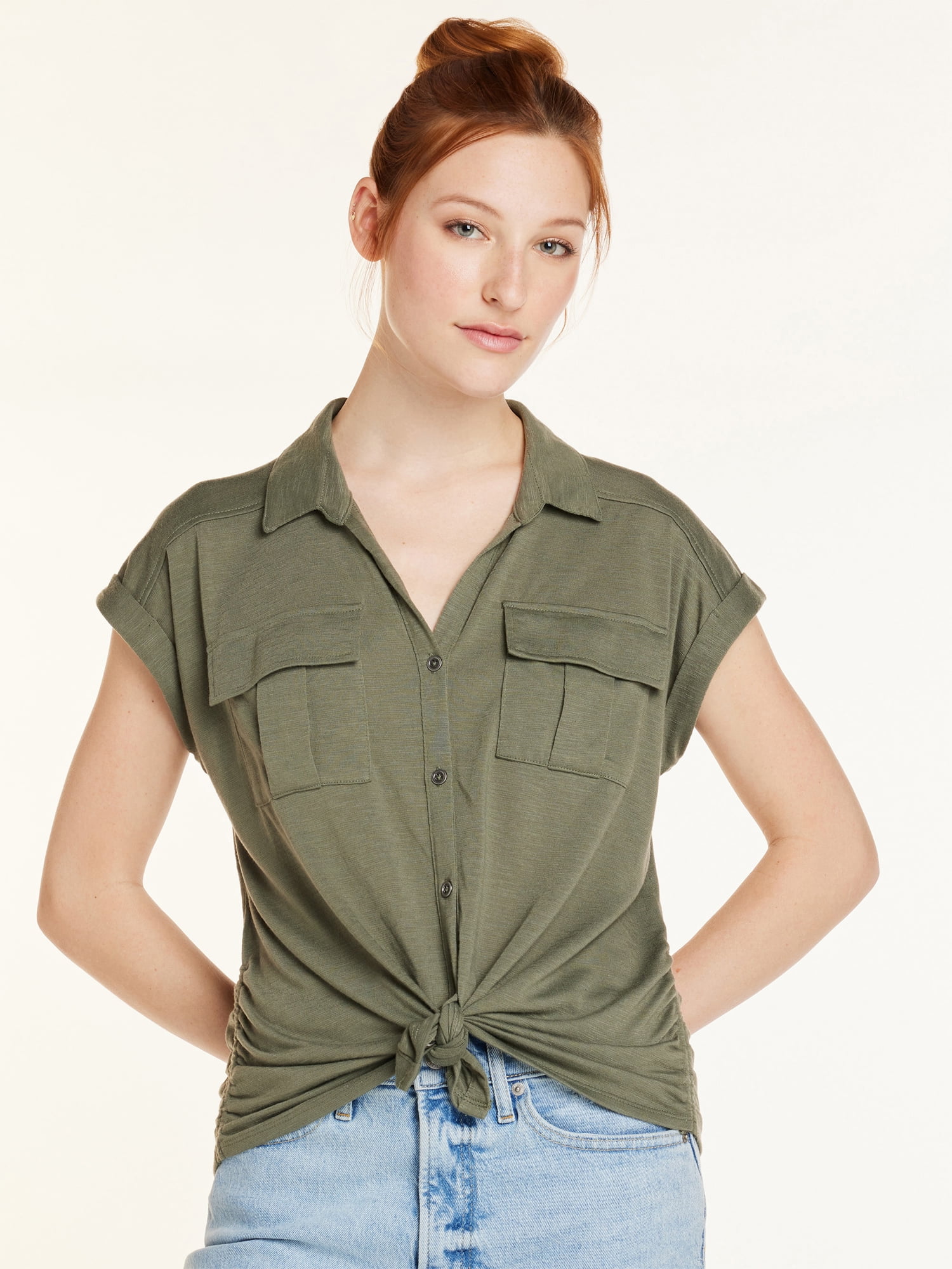 No Boundaries Juniors Cargo Flang Sleeve Tops, Sizes XS3XL