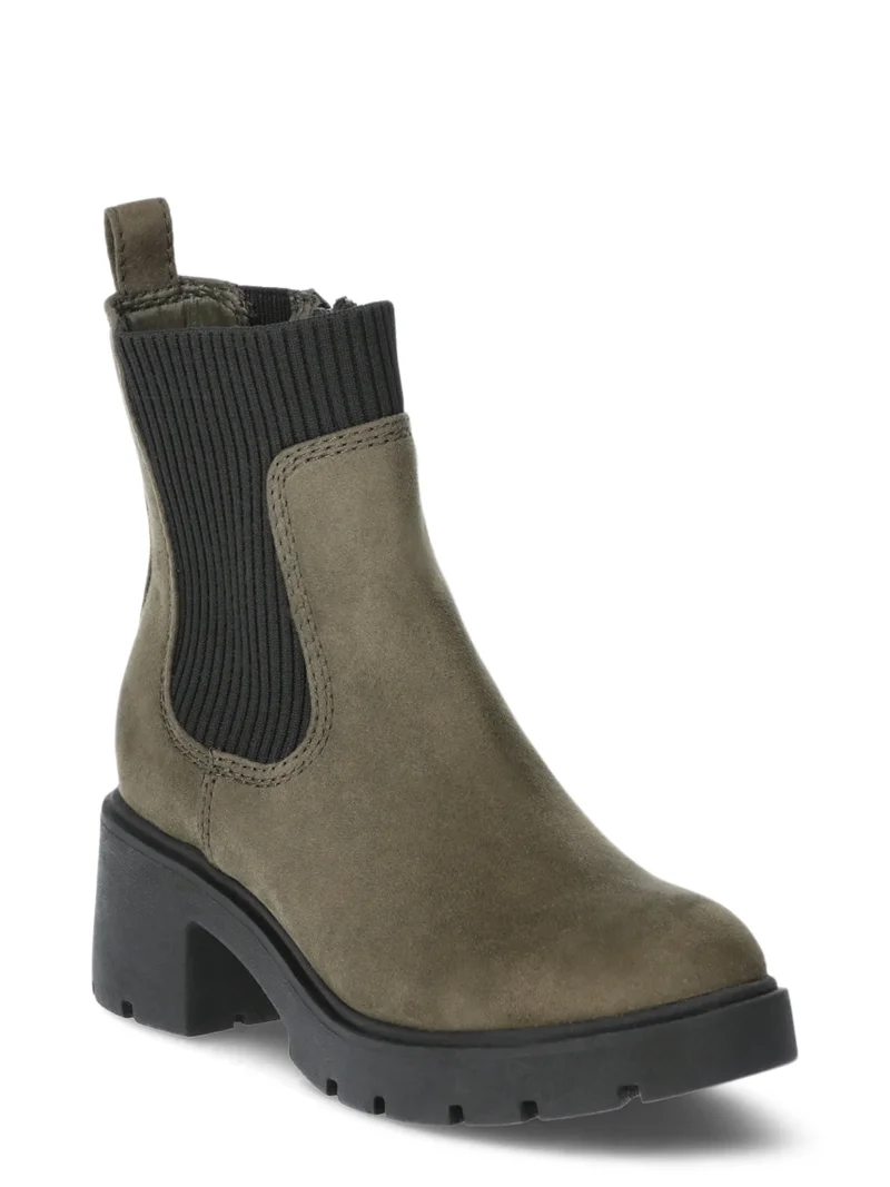 No Boundaries Women's Knit Chelsea Ankle Boots, Wide Width