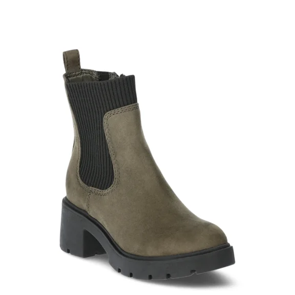 No Boundaries Women's Knit Chelsea Ankle Boots, Wide Width Available