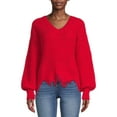 thumbnail image 1 of No Boundaries Juniors' Chenille Destructed Sweater, 1 of 5