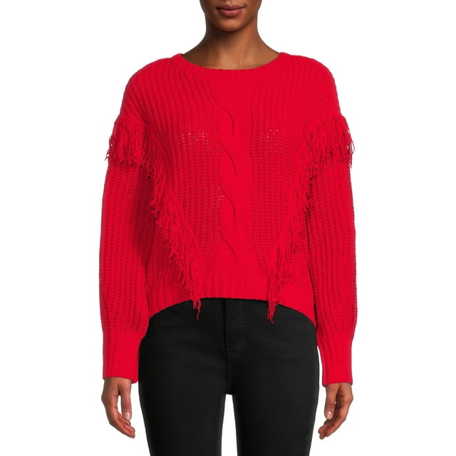 No Boundaries Juniors' Chenille Fringe Sweater