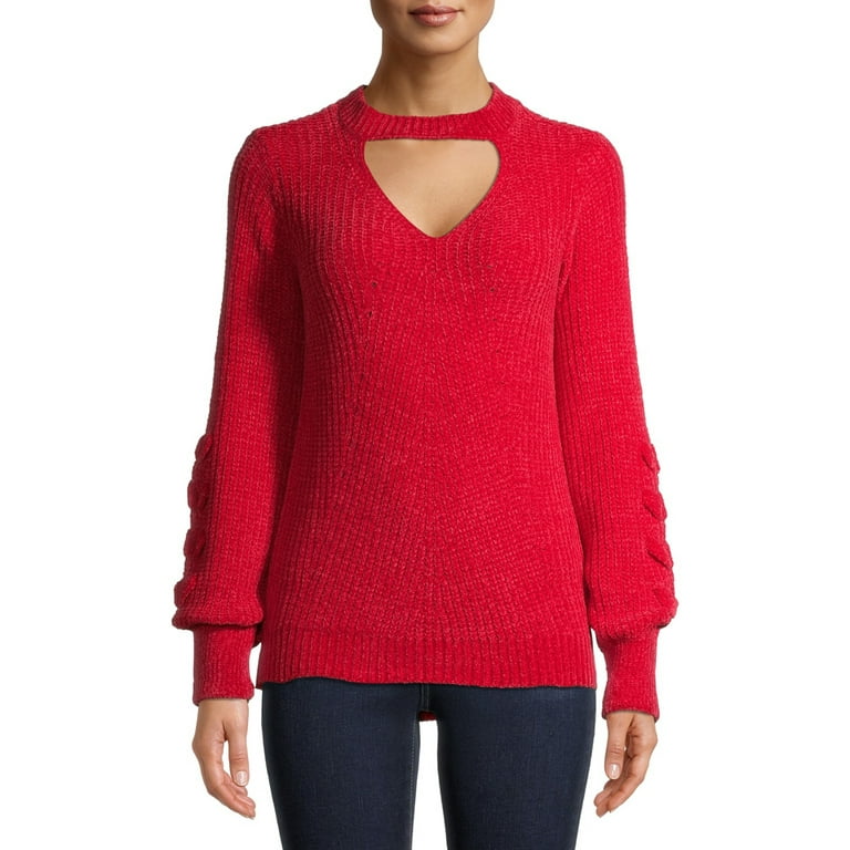 No Boundaries Juniors Chenille Gigi Pullover Sweater