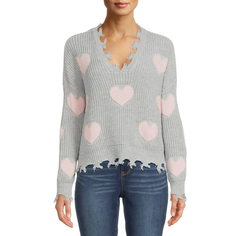No Boundaries Juniors Chewed Conversational Sweater Walmart