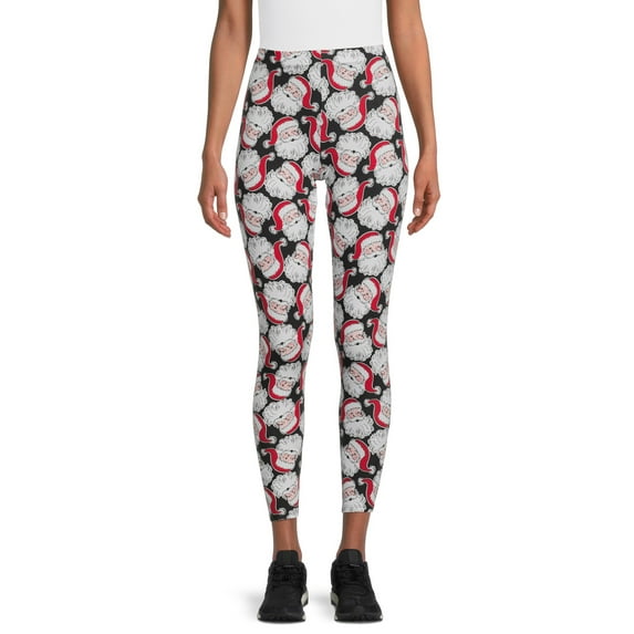 No Boundaries Christmas Ankle Leggings, High Rise, Allover Christmas Print, Leggings (Junior's)