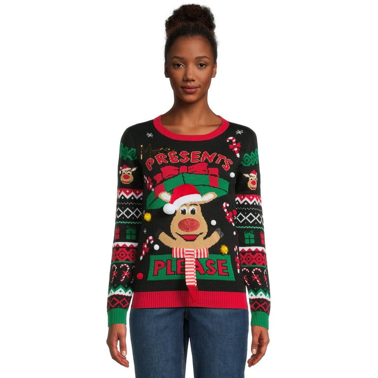No Boundaries Juniors Christmas Sweater, Midweight, Sizes XS-XXXL