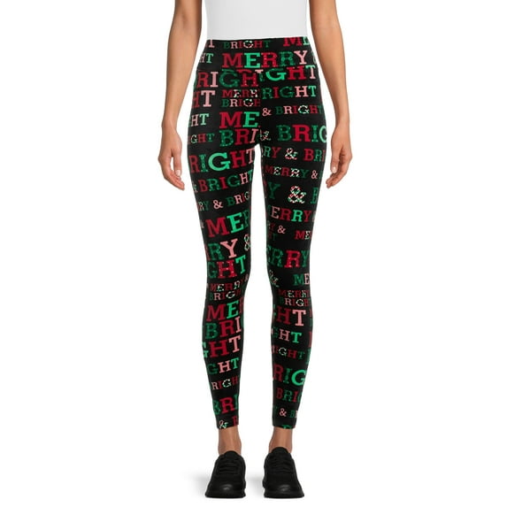 No Boundaries Juniors Christmas Velour Leggings, Sizes S-3XL