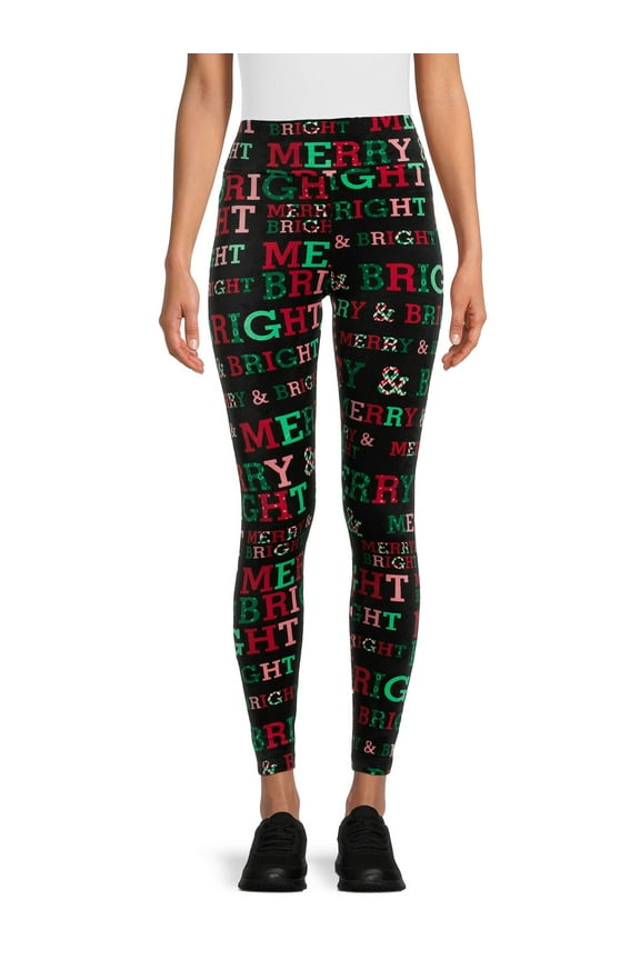 Juniors Christmas Velour Leggings, Sizes S-3XL