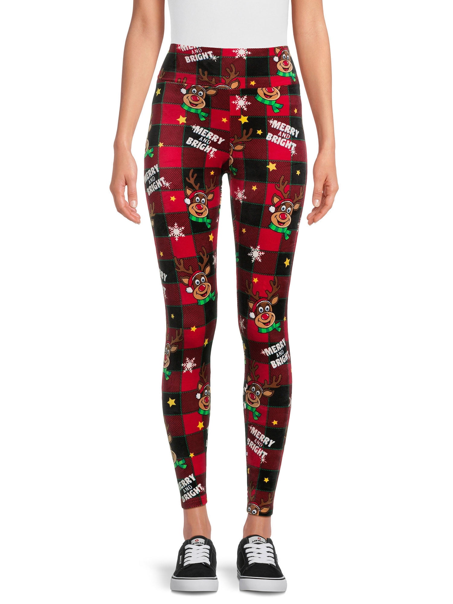 No Boundaries Juniors Christmas Velour Leggings, Sizes S-3XL 