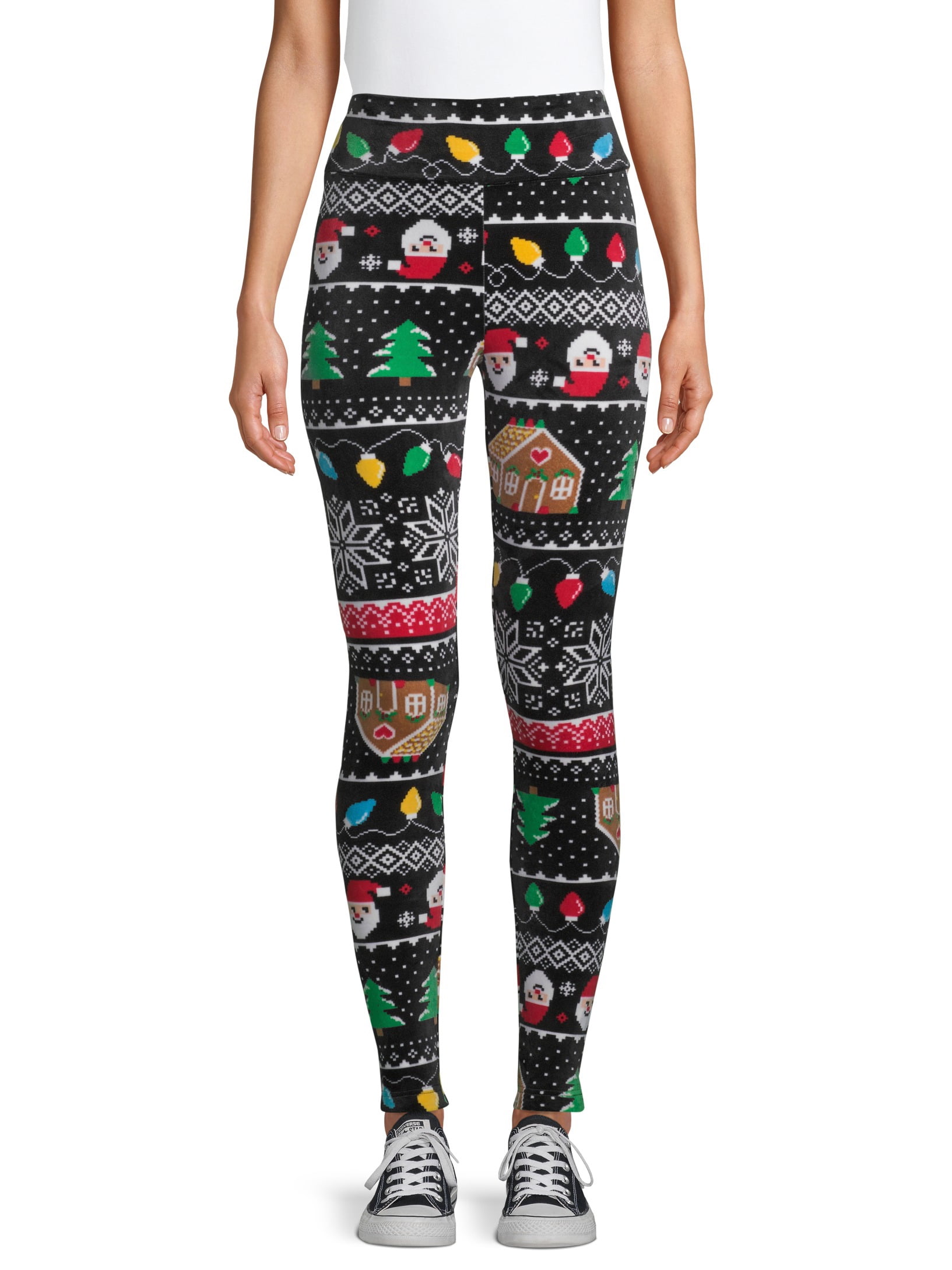 No Boundaries Juniors' Christmas Velour Leggings 