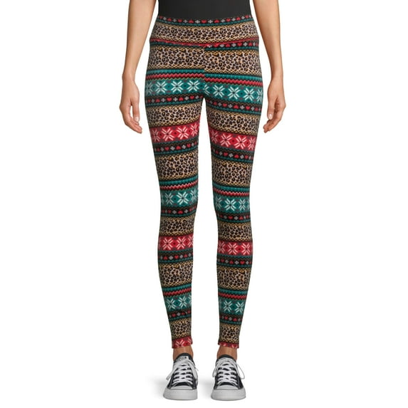 No Boundaries Juniors' Christmas Velour Leggings