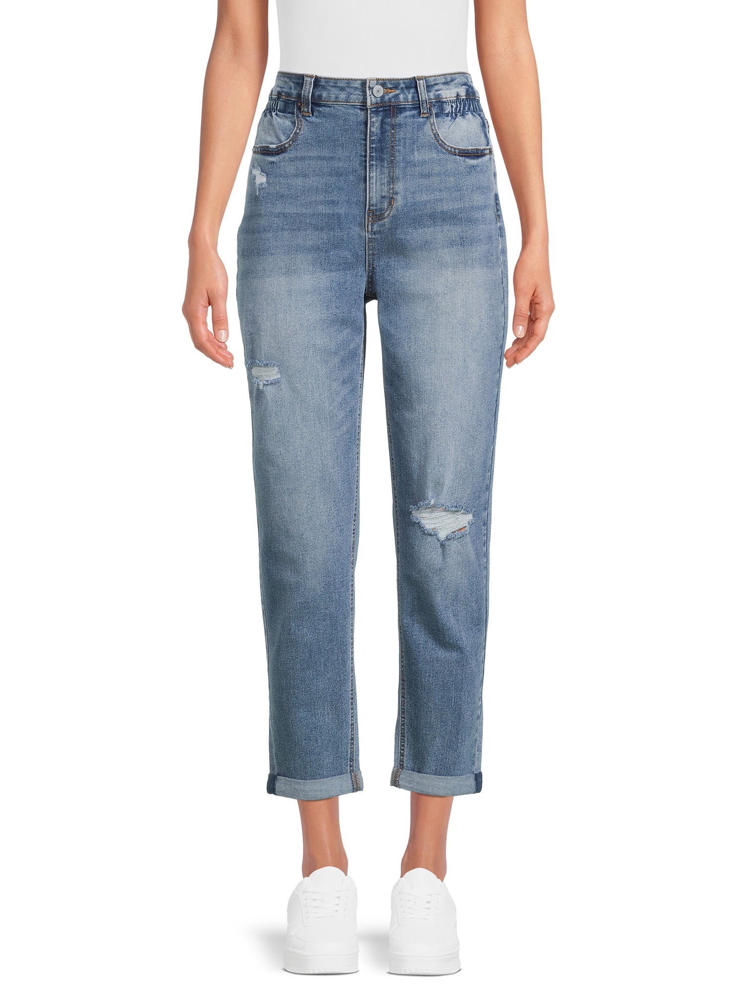 No Boundaries Juniors Cinched Mom Jeans
