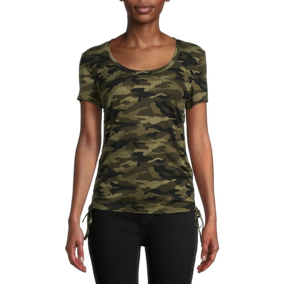 No Boundaries Juniors' Cinched Side T-Shirt with Short Sleeves