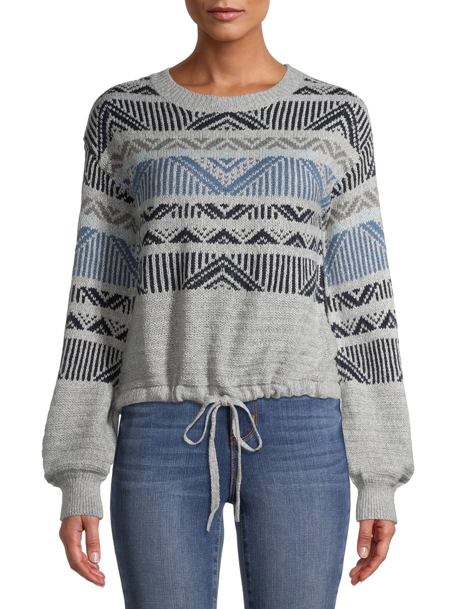 No Boundaries Juniors' Cinched Waist Sweater