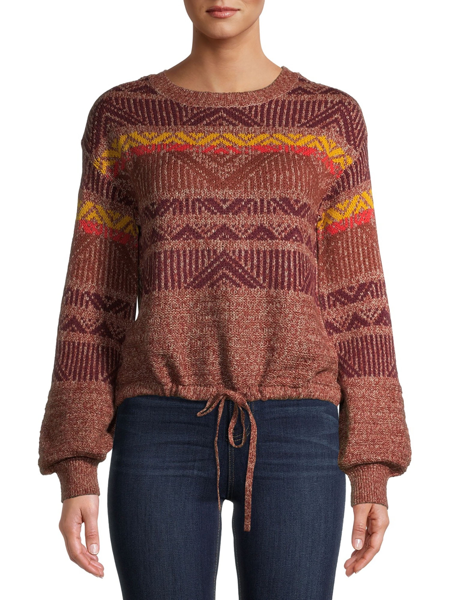 No Boundaries Juniors' Cinched Waist Sweater