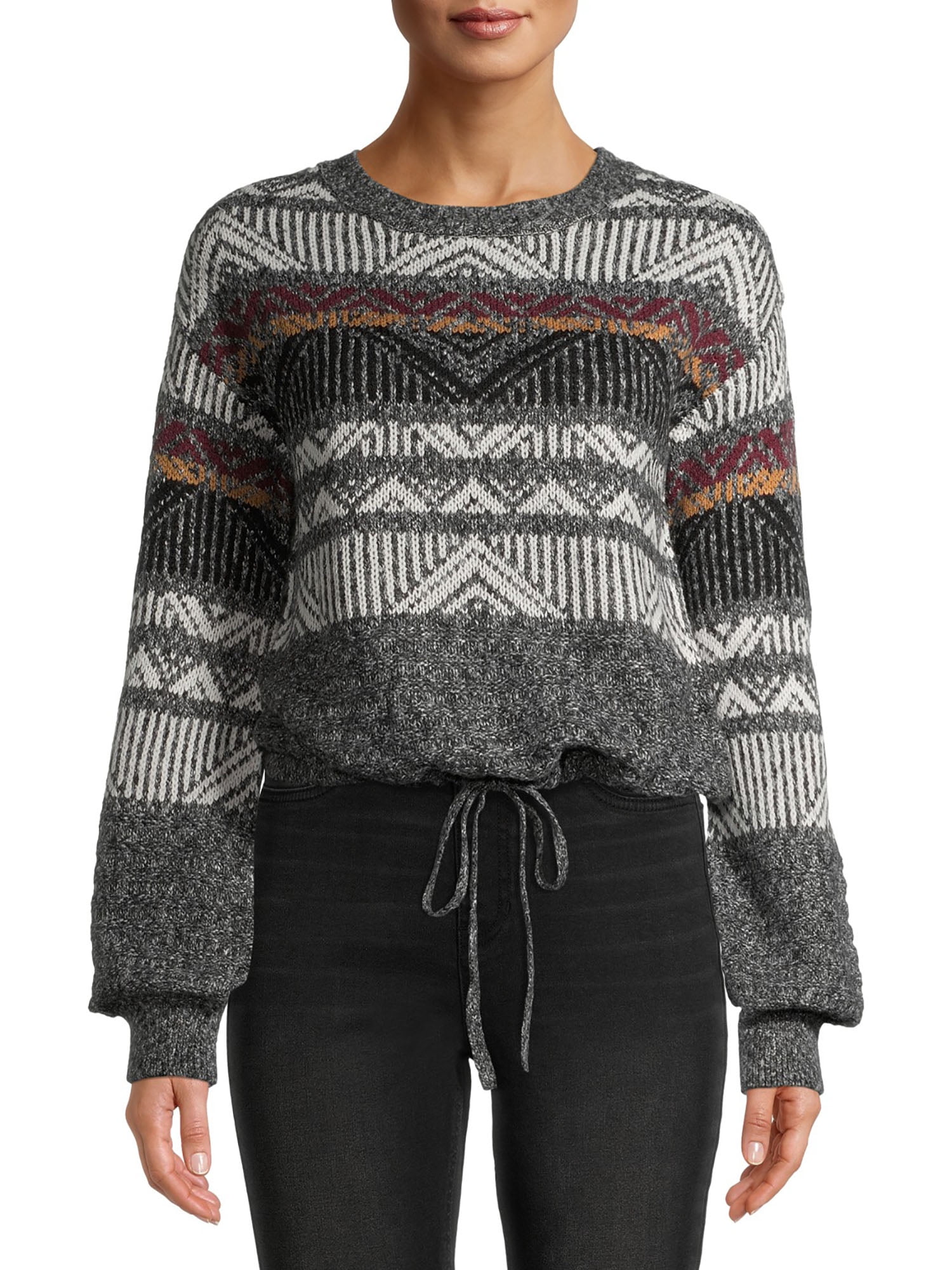 No Boundaries Juniors' Cinched Waist Sweater