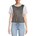 thumbnail image 1 of No Boundaries Juniors' Cinched Waist T-Shirt, 1 of 5