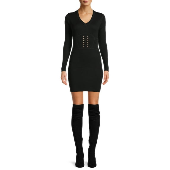 No Boundaries Juniors' Corset Sweater Dress