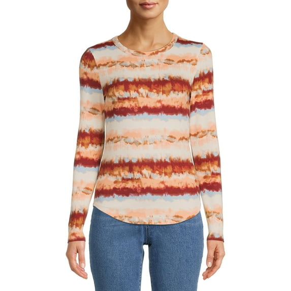 No Boundaries Juniors' Crew Ribbed Long Sleeve Tee