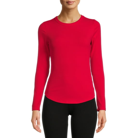 No Boundaries Juniors' Crew Ribbed Long Sleeve Tee