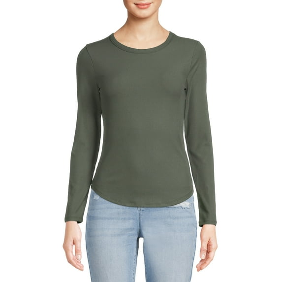 No Boundaries Juniors Crew Ribbed Long Sleeve T-Shirt