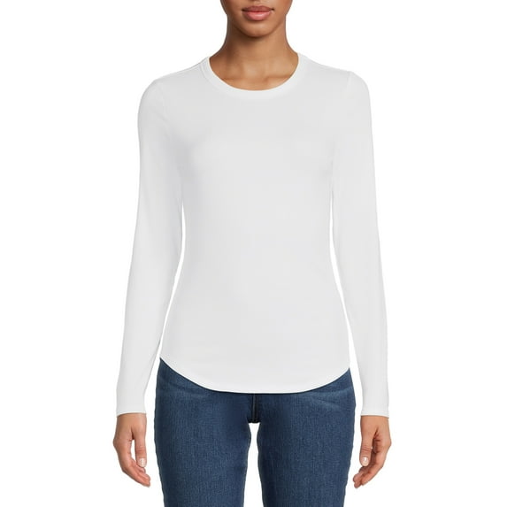 No Boundaries Juniors' Crew Ribbed Long Sleeve Tee