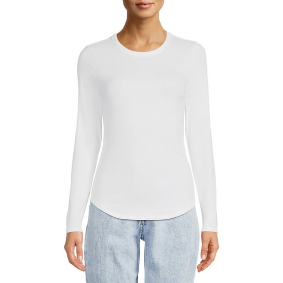 No Boundaries Juniors' Crew Ribbed Long Sleeve Tee