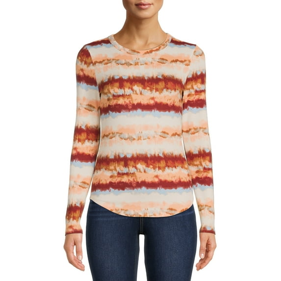 No Boundaries Juniors' Crew Ribbed Long Sleeve Tee