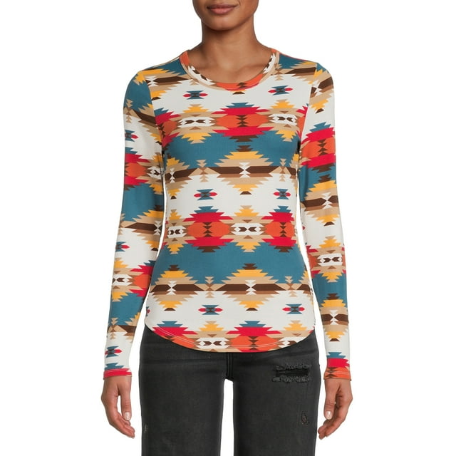 No Boundaries Juniors' Crew Ribbed Long Sleeve Tee