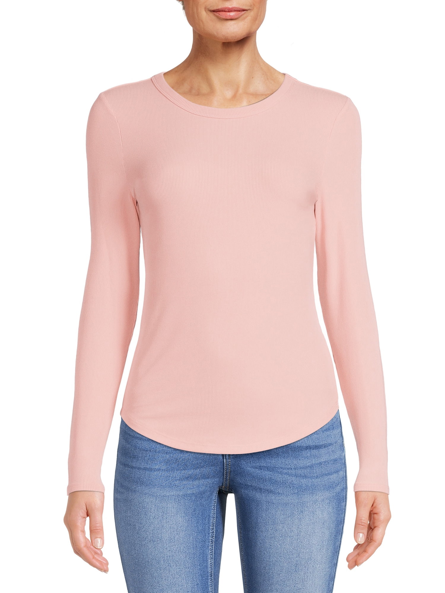 no boundaries juniors crew ribbed long sleeve tee