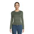 thumbnail image 1 of No Boundaries Juniors’ Crewneck Waffle Tee with Long Sleeves, Sizes XS-XXL, 1 of 5