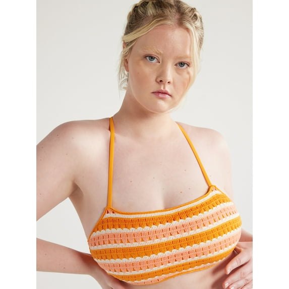 No Boundaries Juniors’ Crochet Bralette Bikini Top, Sizes XS-XL