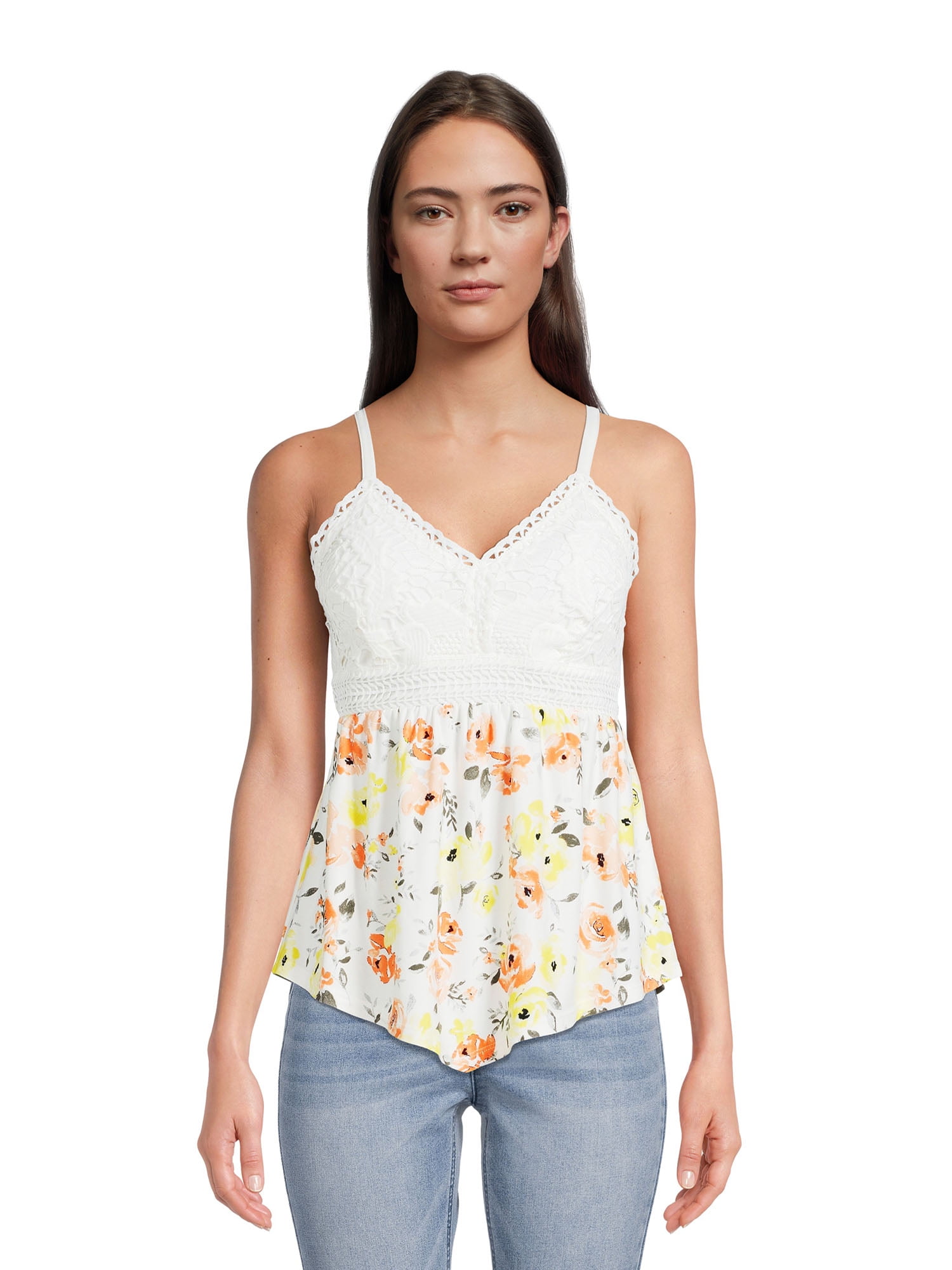 HANDKERCHIEF HEM TIE STRAP BABYDOLL TOP