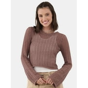 No Boundaries Crochet Sweater and Tank Top Set, 2-Piece, Women's and Women's Plus