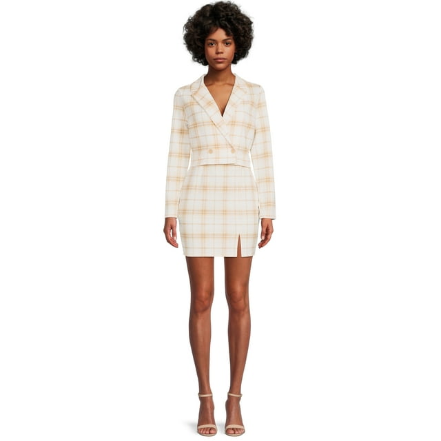 No Boundaries Juniors Cropped Blazer and Skirt Set, 2-Piece, Sizes XS-3XL