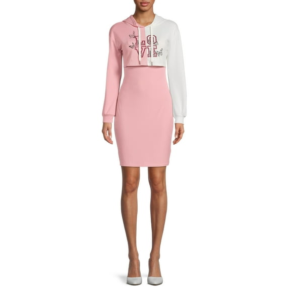 No Boundaries Juniors' Cropped Hoodie and Dress Set, 2-Piece