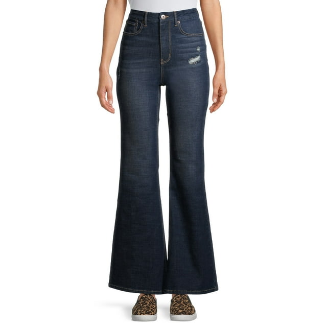No Boundaries Juniors' Curvy Ultra High Rise Flare Jeans - Walmart.com
