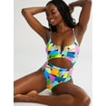 thumbnail image 1 of No Boundaries Women's Cutout V-Wire One-Piece Swimsuit, Sizes XXS - XXL, 1 of 7