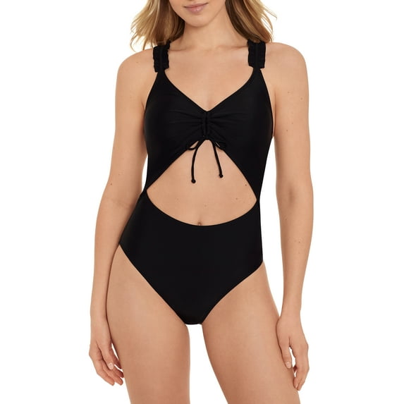 No Boundaries Juniors Cutout Front Swimsuit 1PC